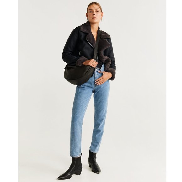 Mango Faux Fur & Leather Biker Jacket - Picture 6 of 11